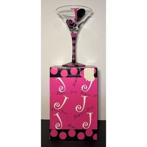 Monogram Martini Glass Pink Black Letter J MSC Brand Mainstreet Collection
